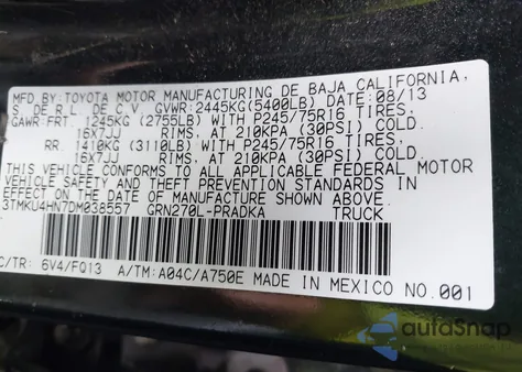 2013 Toyota Tacoma Prerunner V6 z USA, uszkodzony, nr VIN 3TMKU4HN7DM038557